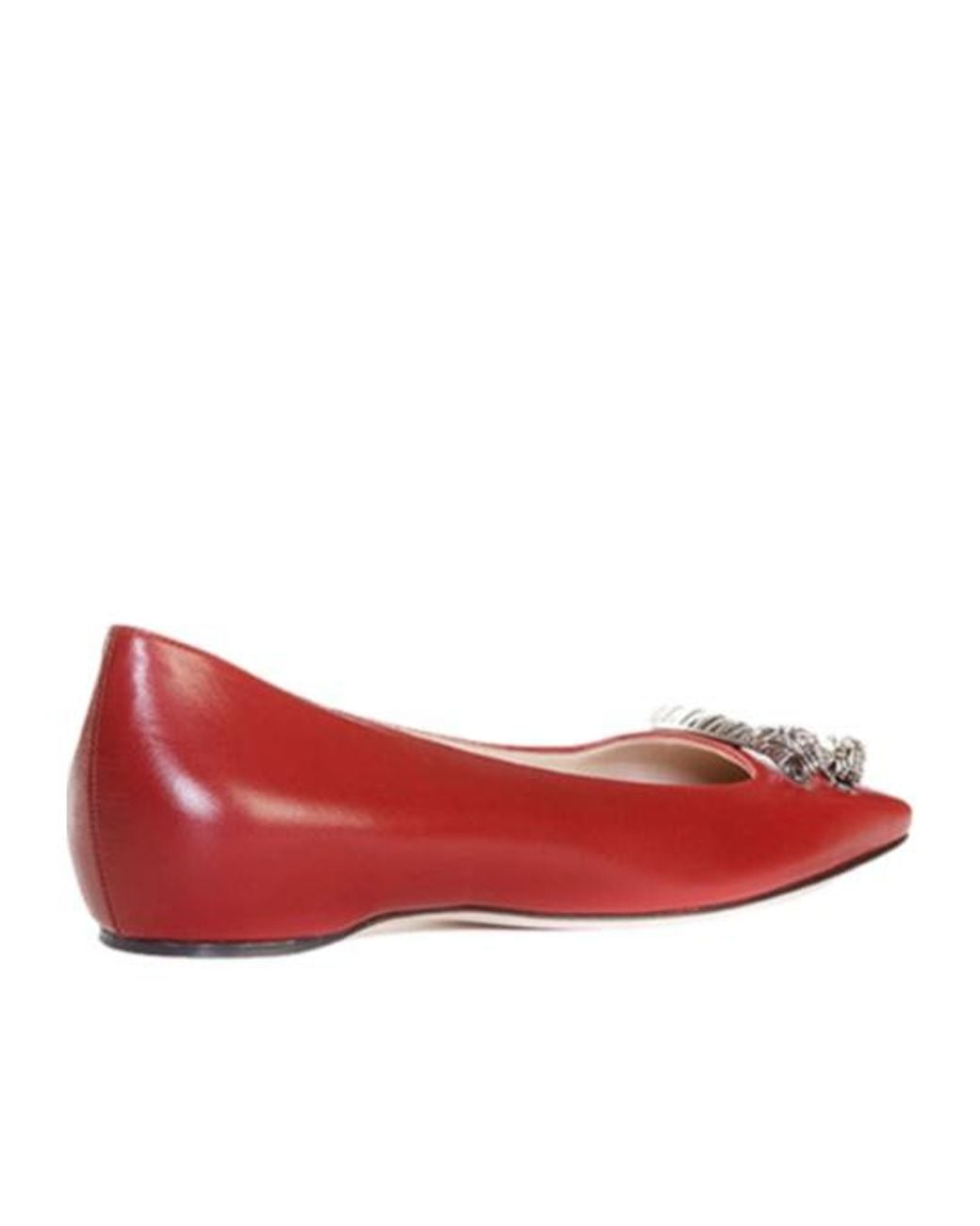 Gucci Red Square-Toed Ballet Shoes