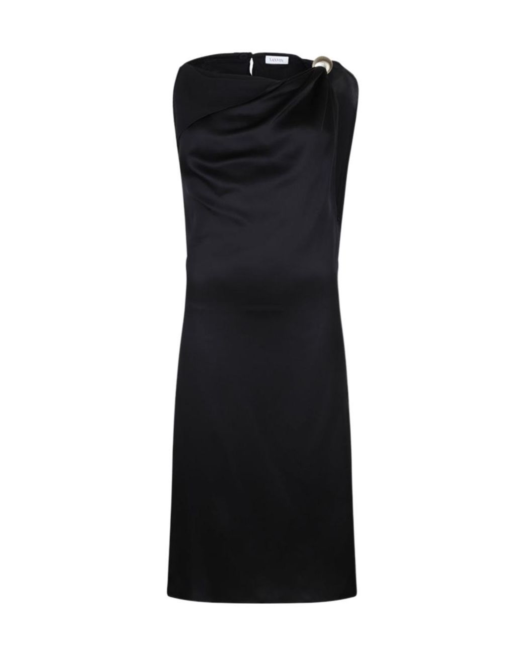 Lanvin Black Boat Neck Arpège Midi Dress