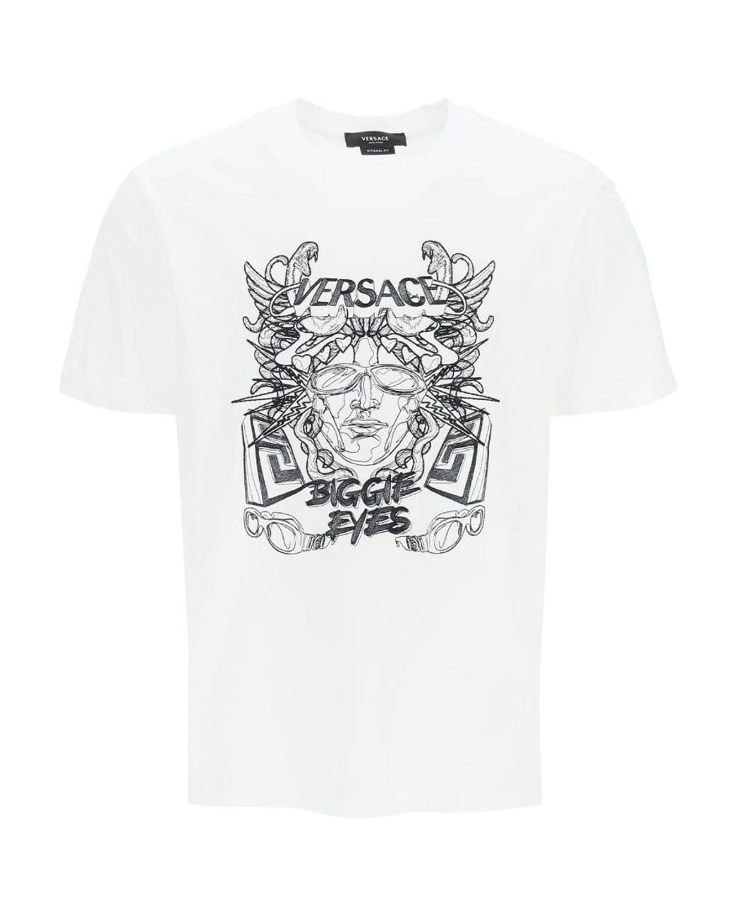 Versace White Medusa Head-Printed Crewneck T-Shirt for men