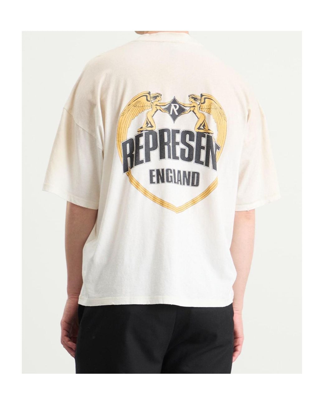 Represent White Angel Border Crew Neck T-Shirt for men