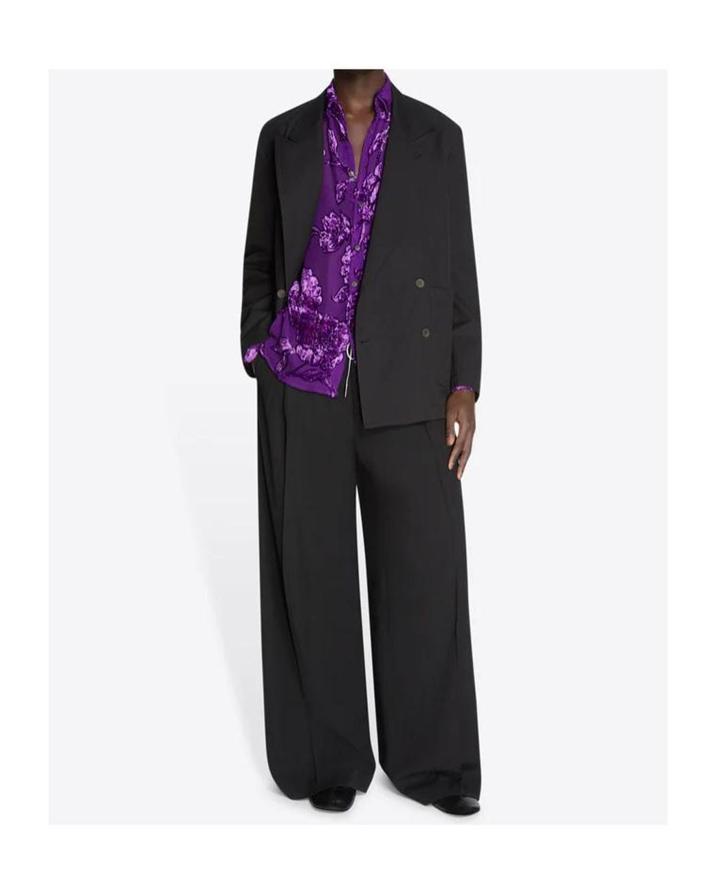 Dries Van Noten Black Double-Breasted Suit Jacket for men