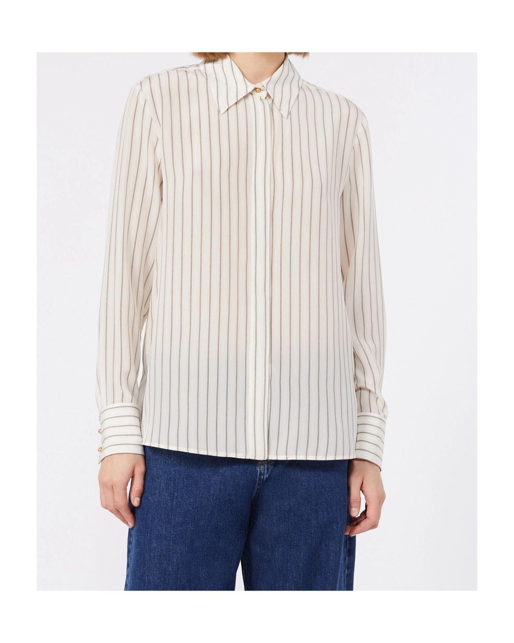 Max Mara White Studio Mstflirt Striped Button-Up Shirt