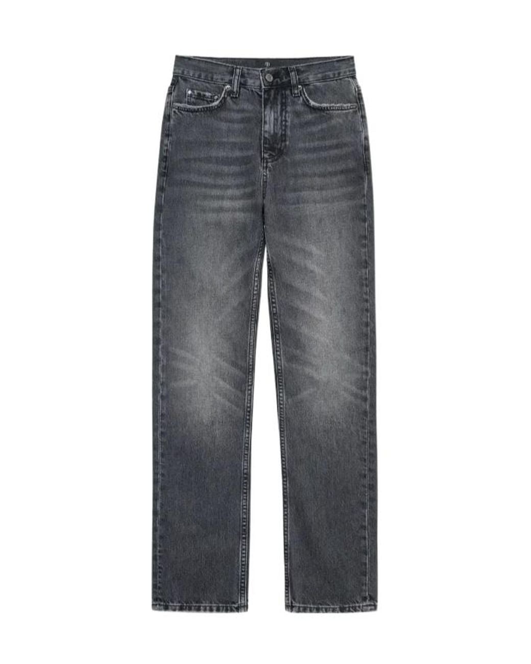 Anine Bing Gray Bruno Logo-Patch Jeans