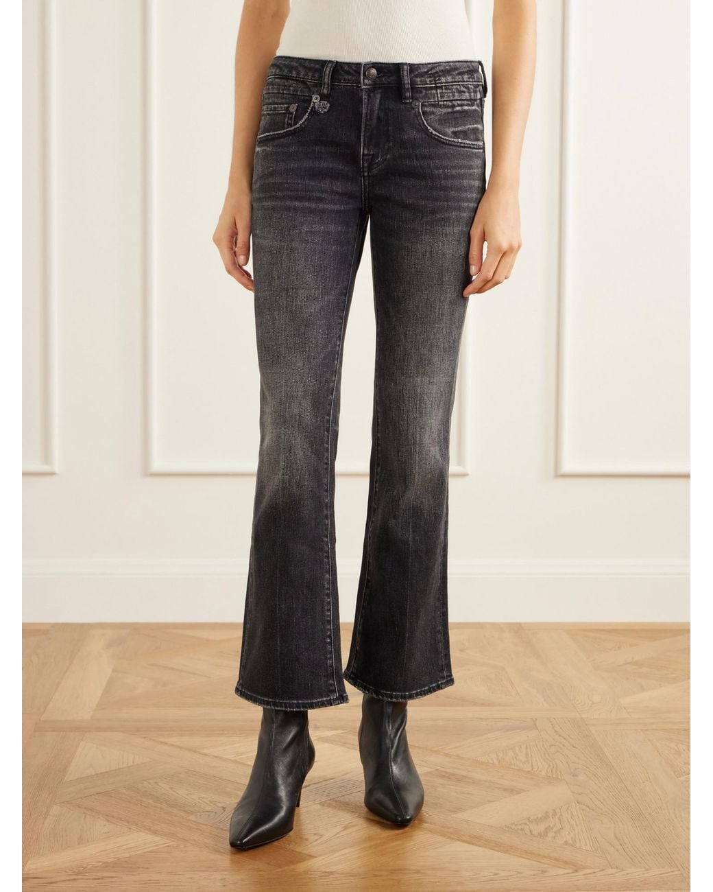R13 Black High-Rise Flared Jeans