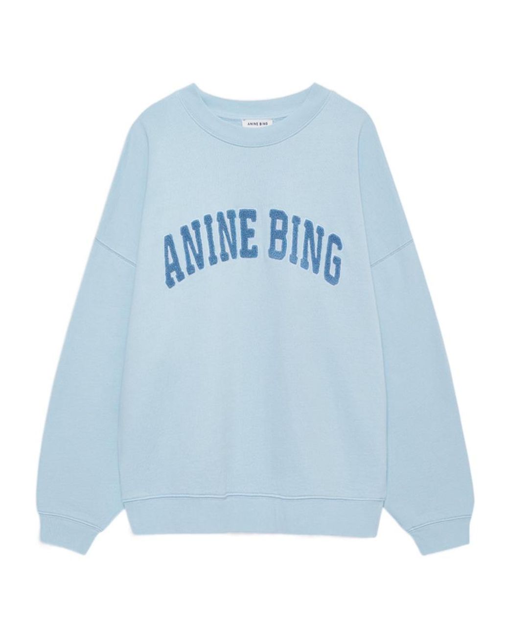 Anine Bing Blue Mile Logo Flocked Crewneck Sweatshirt