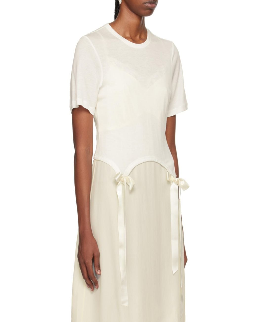 Simone Rocha White Bow Detailed Crewneck T-Shirt