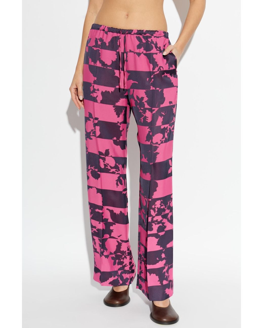 Dries Van Noten Red All Over Print Pants