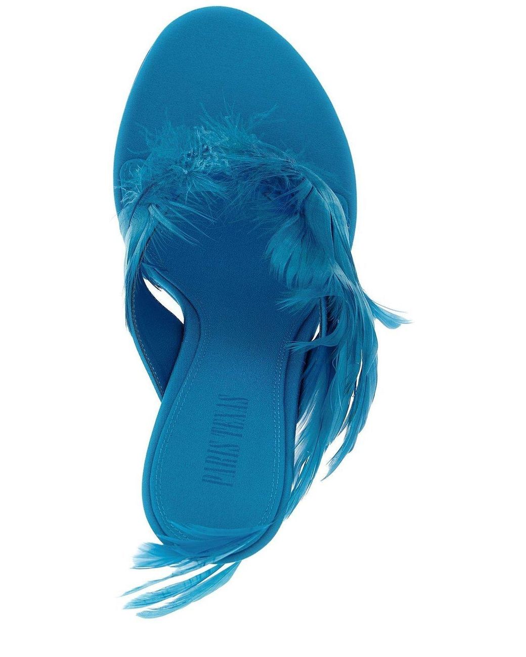 Paris Texas Blue Lidia Feather Thong Mules