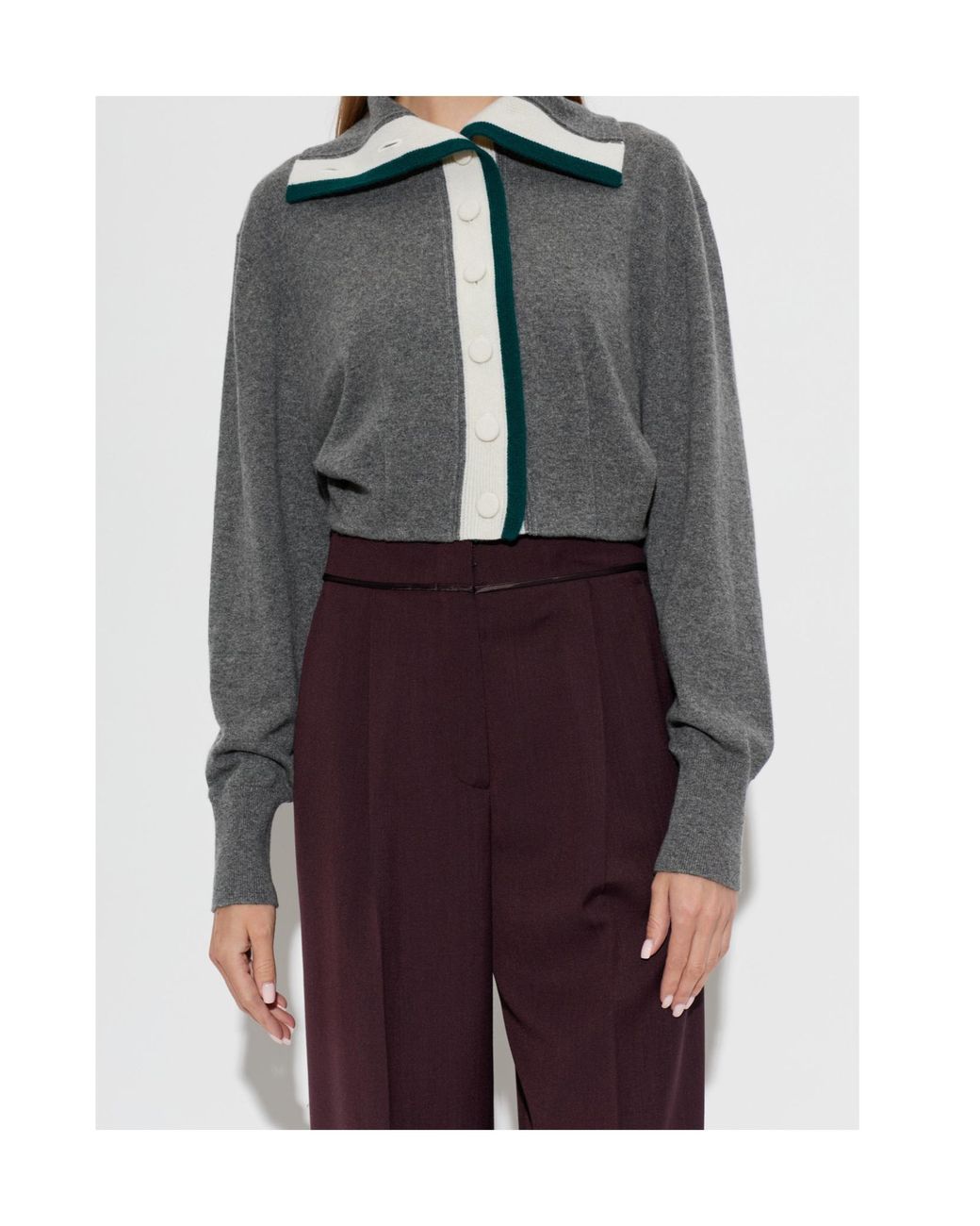 Dries Van Noten Gray Cropped Cashmere Cardigan
