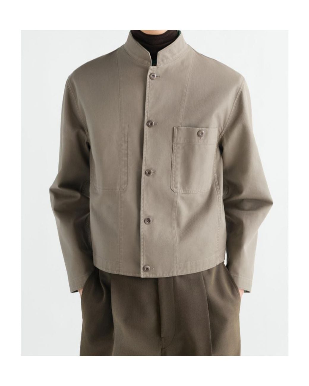 Lemaire Brown Stand-Collar Jacket for men