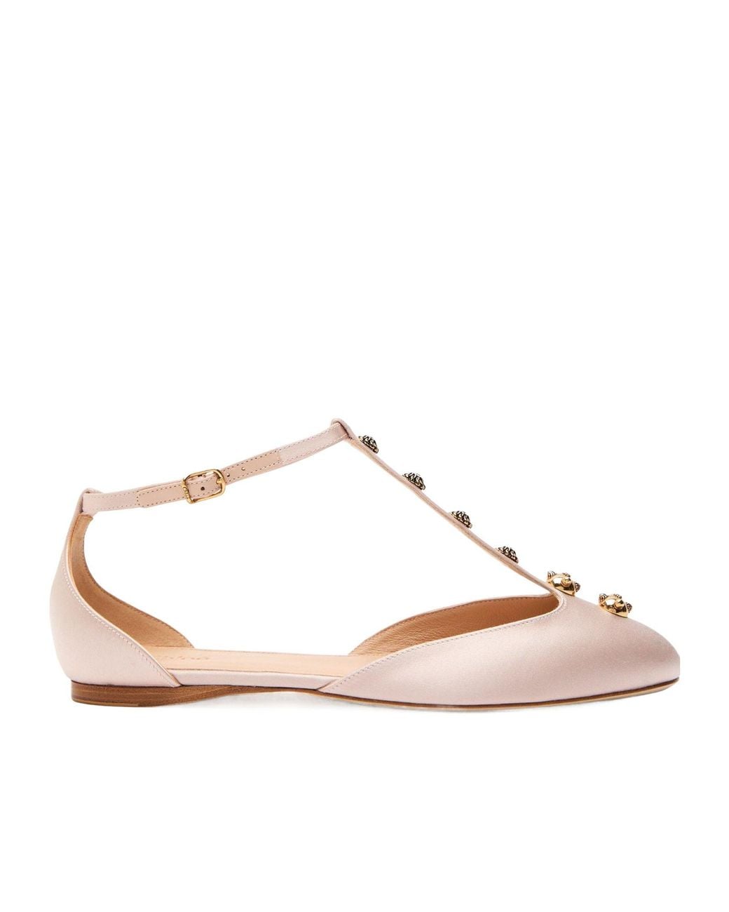 Chloé Pink Satin Ballet Flats Crystal Embellishments