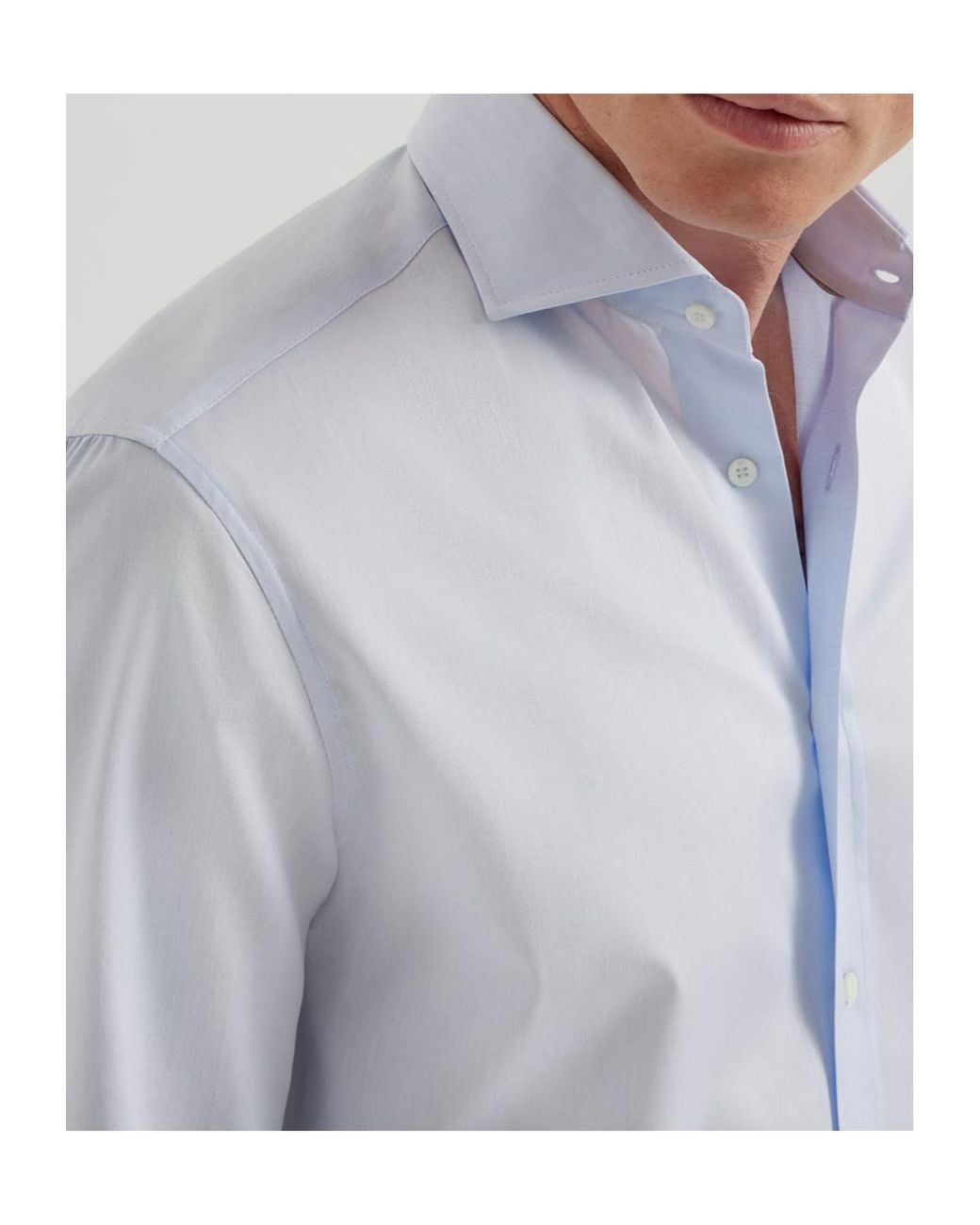 Brunello Cucinelli Blue Twill Shirt With Spread Collar for men