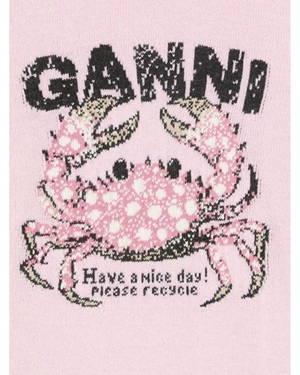 Ganni Pink Crab Graphic Knitted Jumper
