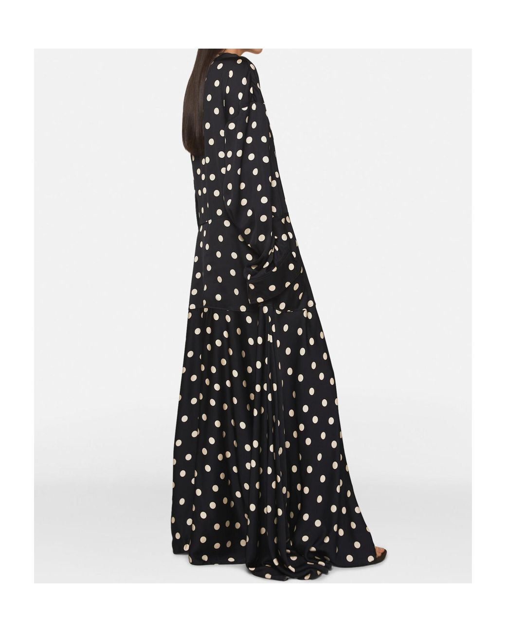 Stella McCartney Black Polka-Dot Drop-Shoulder Maxi Dress