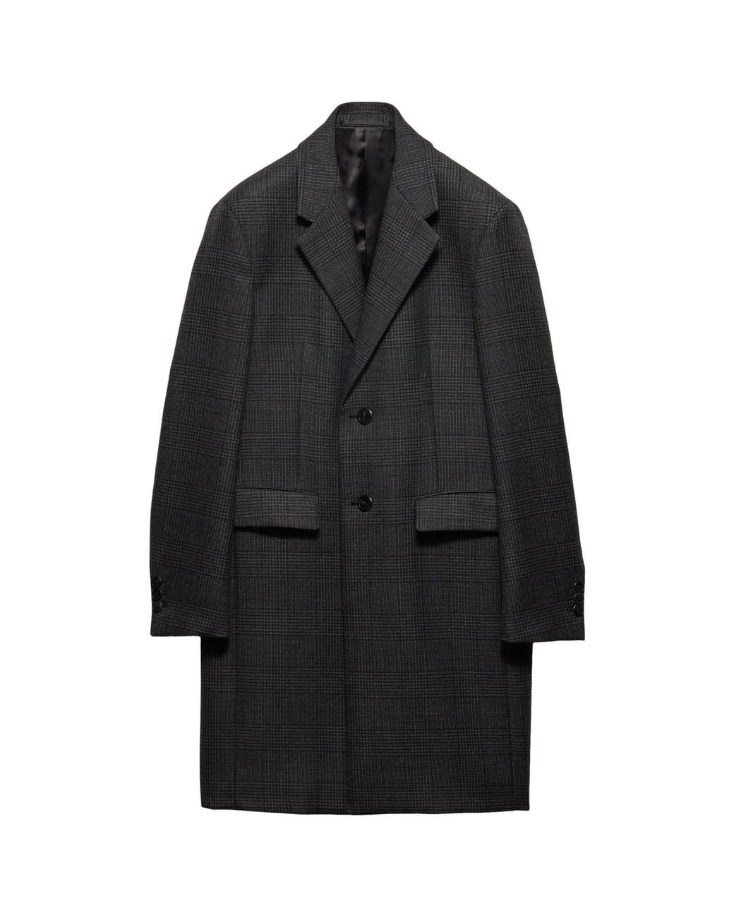 Prada Black Checked Single-Breasted Coat for men