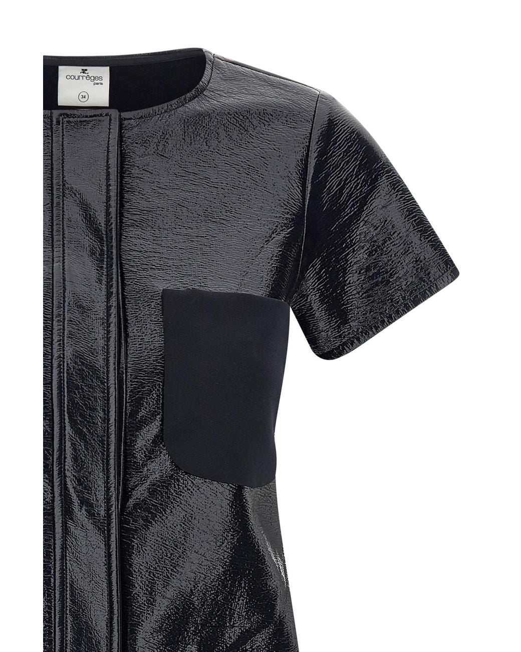 Courreges Black Vinyl Patch-Pocket Mini Dress