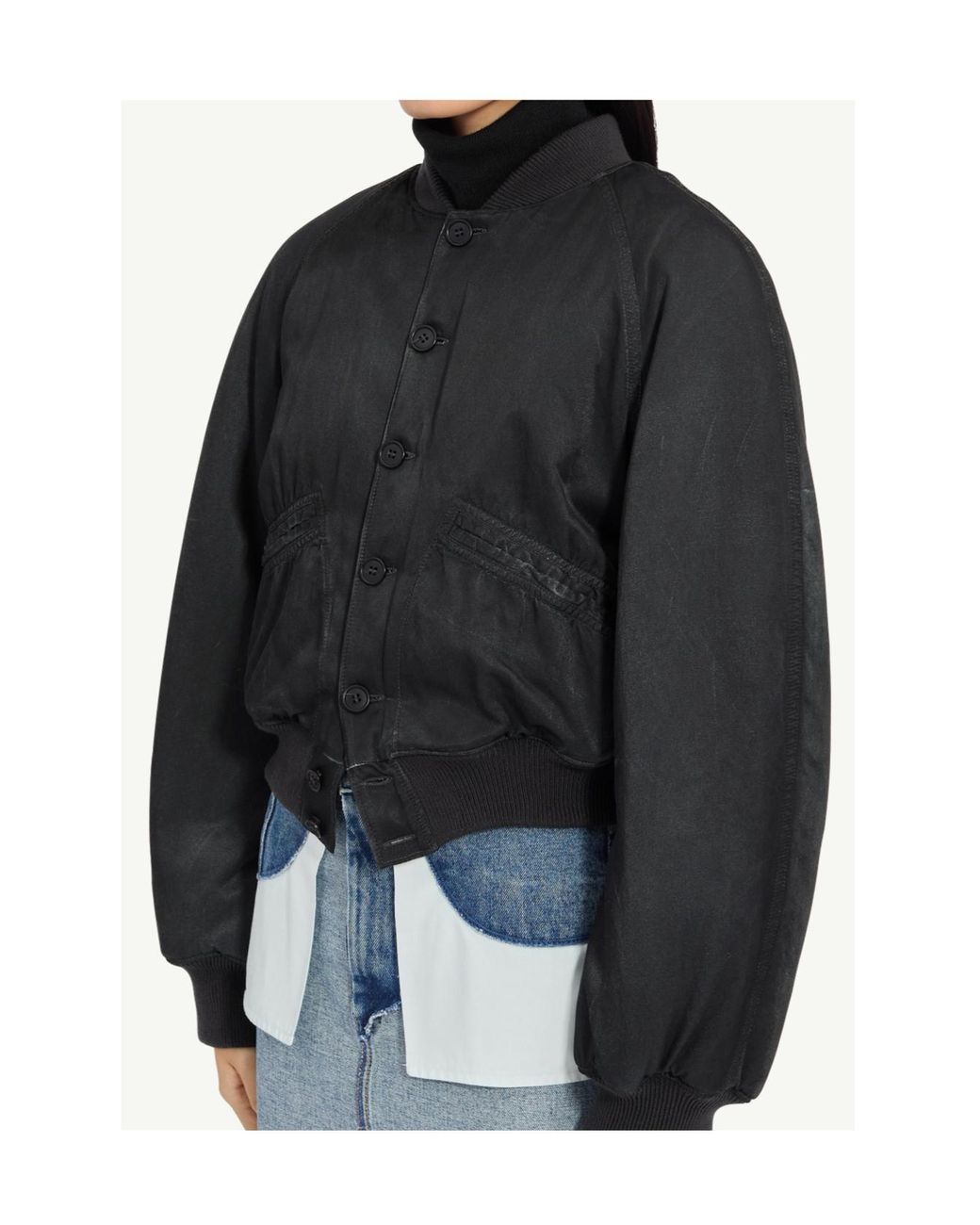 MM6 by Maison Margiela Black Raglan-Sleeved Bomber Jacket