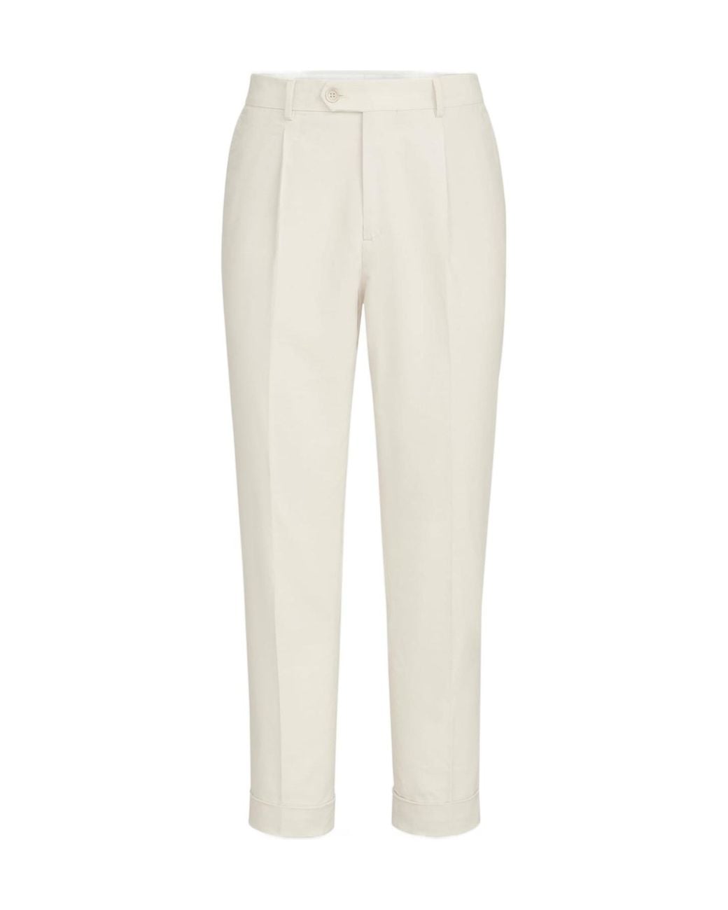 Brunello Cucinelli White Sea Island Cotton Narrow Wale Corduroy Trousers With Pleat for men