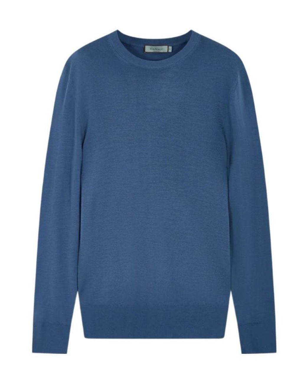 Canali Blue Round-Neck Wool T-Shirt for men