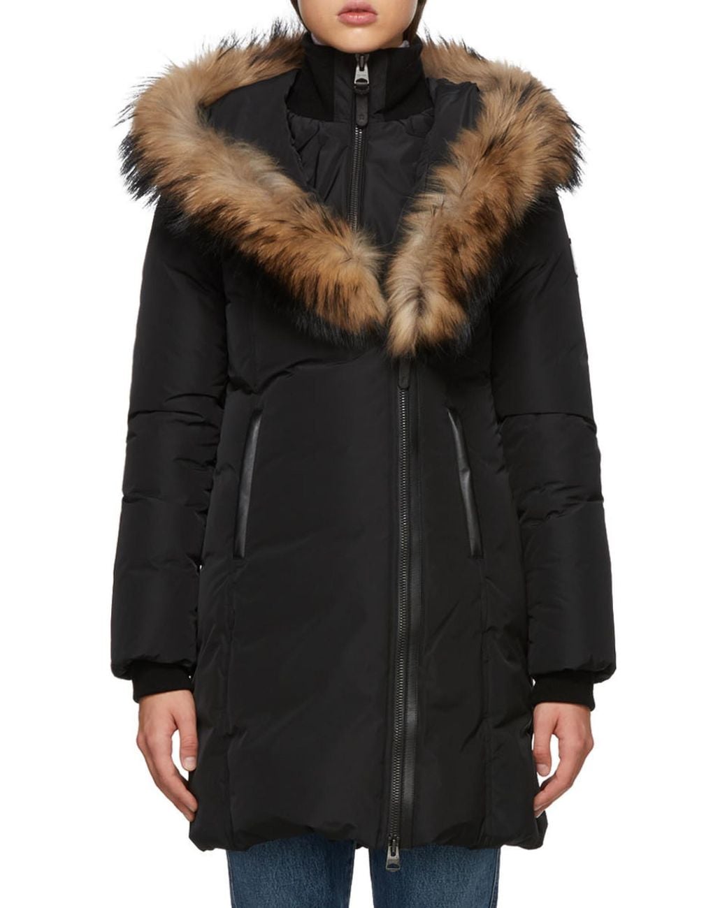 Mackage Black Kay F Asymmetrical Zip Coat