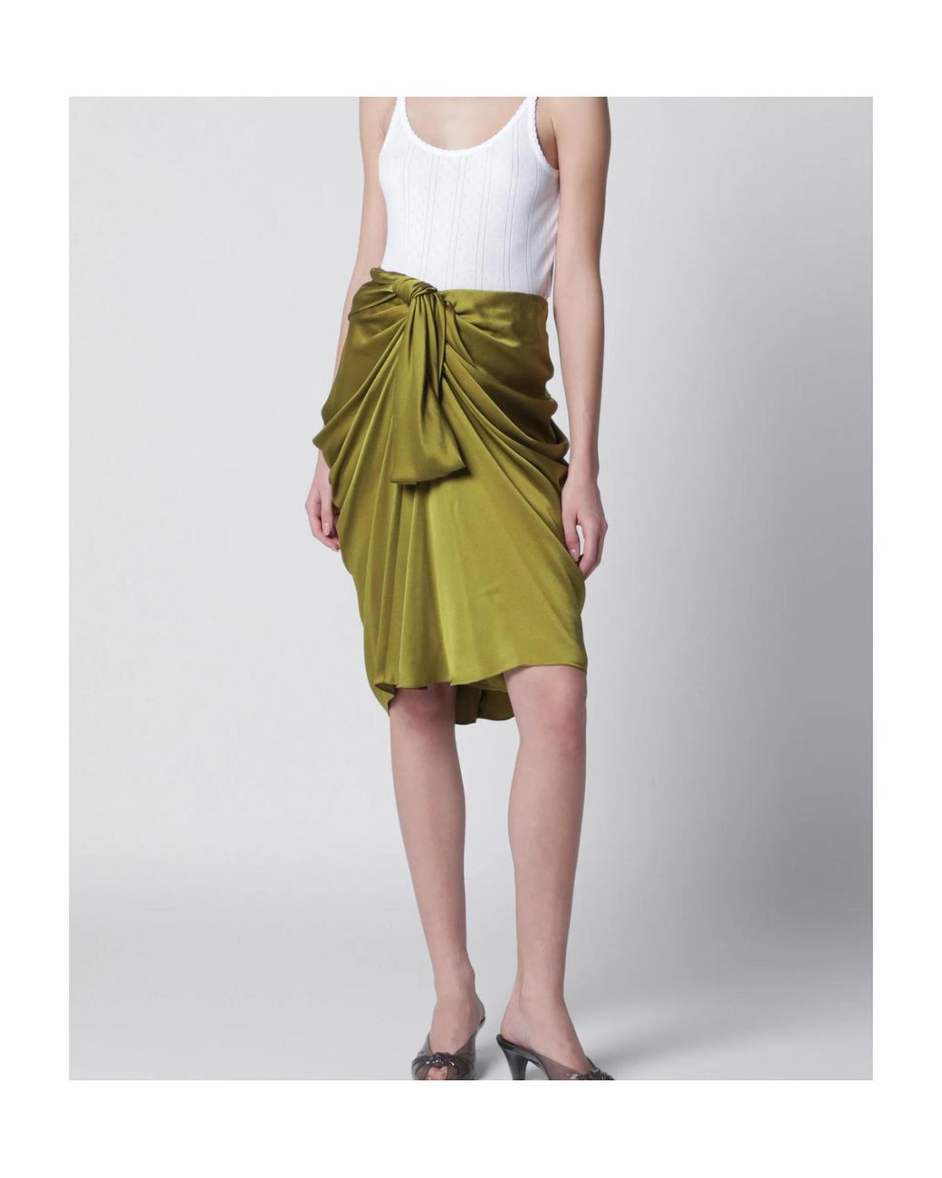 Chloé Green Draped Silk Skirt