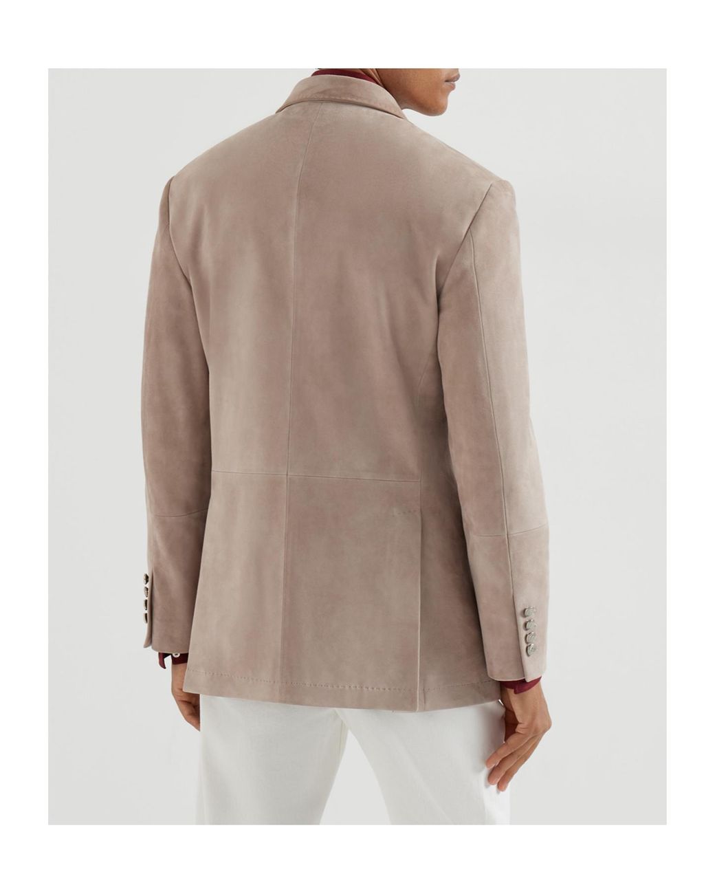 Brunello Cucinelli Brown Country Suede One-And-A-Half Breasted Blazer With Metal Buttons for men