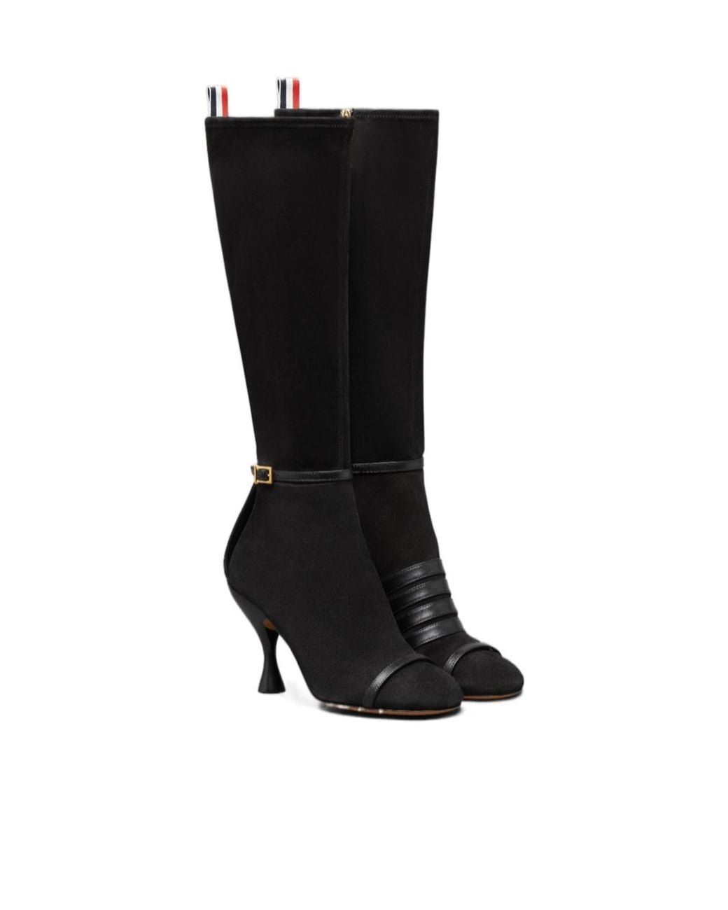 Thom Browne Black 90Mm Trompe L'Oeil 4-Bar Knee-High Boots