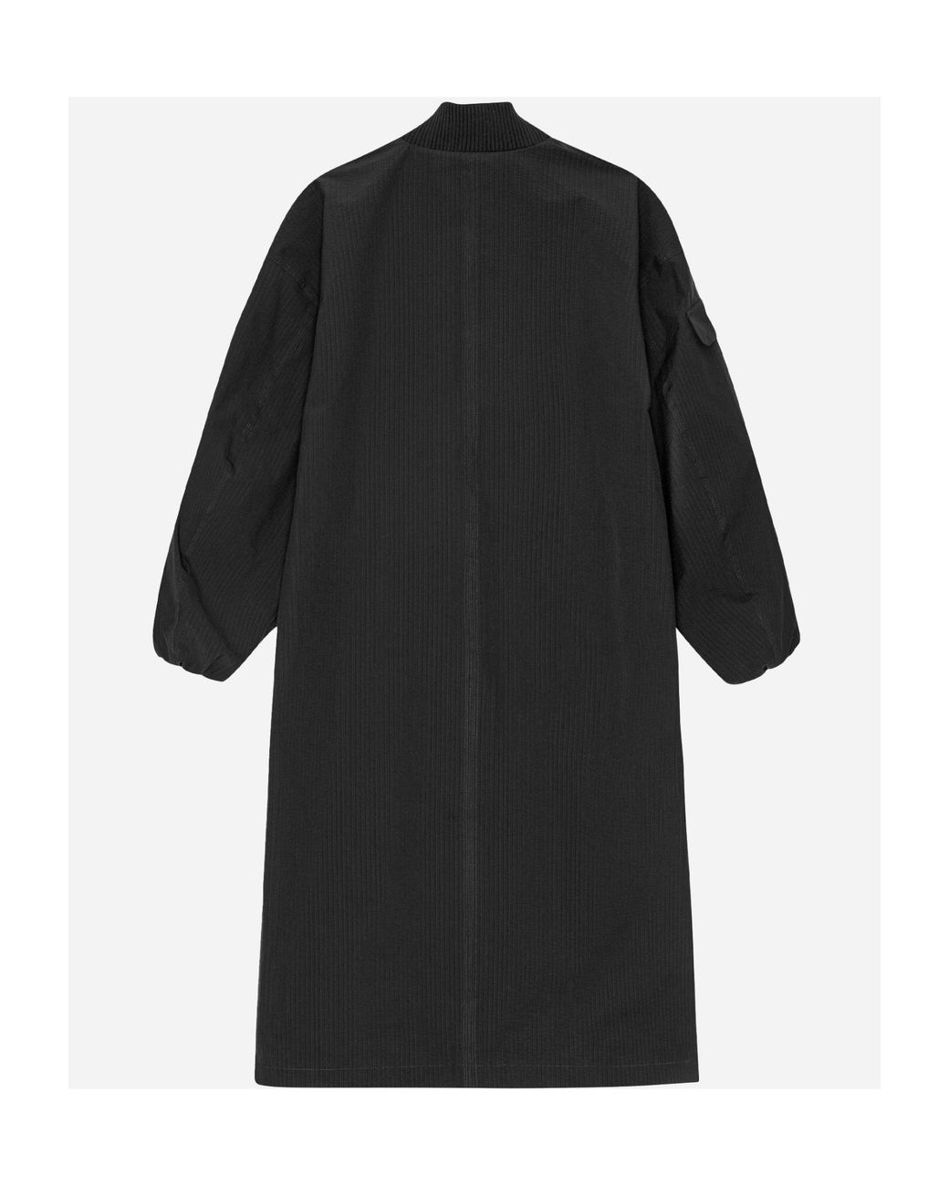 Ganni Black Two Way Zipped Seersucker Parka