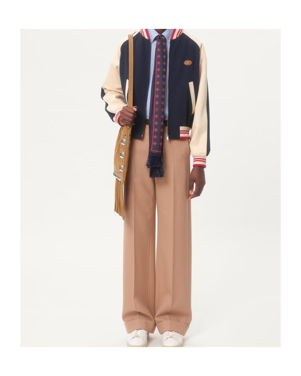 Valentino White Turn-Up Hem Tailored Trousers for men