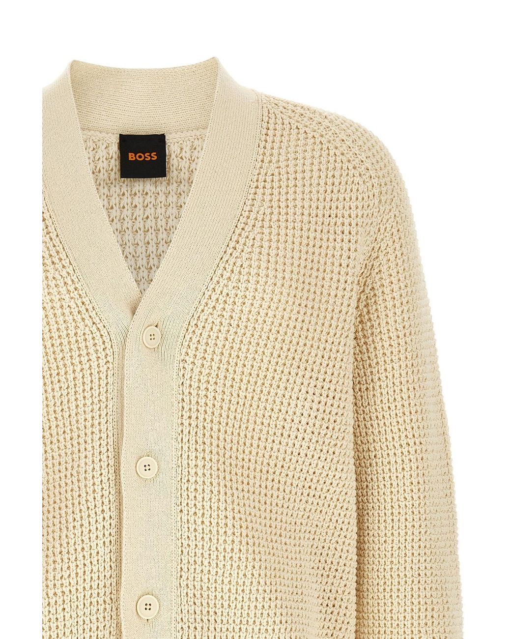 Boss Natural Honeycomb Knit Cardigan for men
