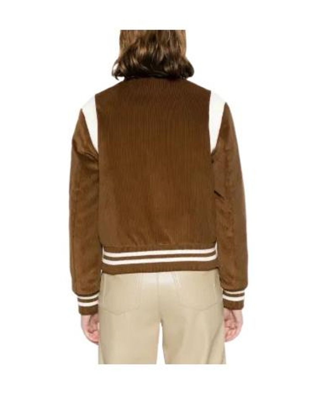 Sporty & Rich Brown Logo-Embroidered Corduroy Bomber Jacket