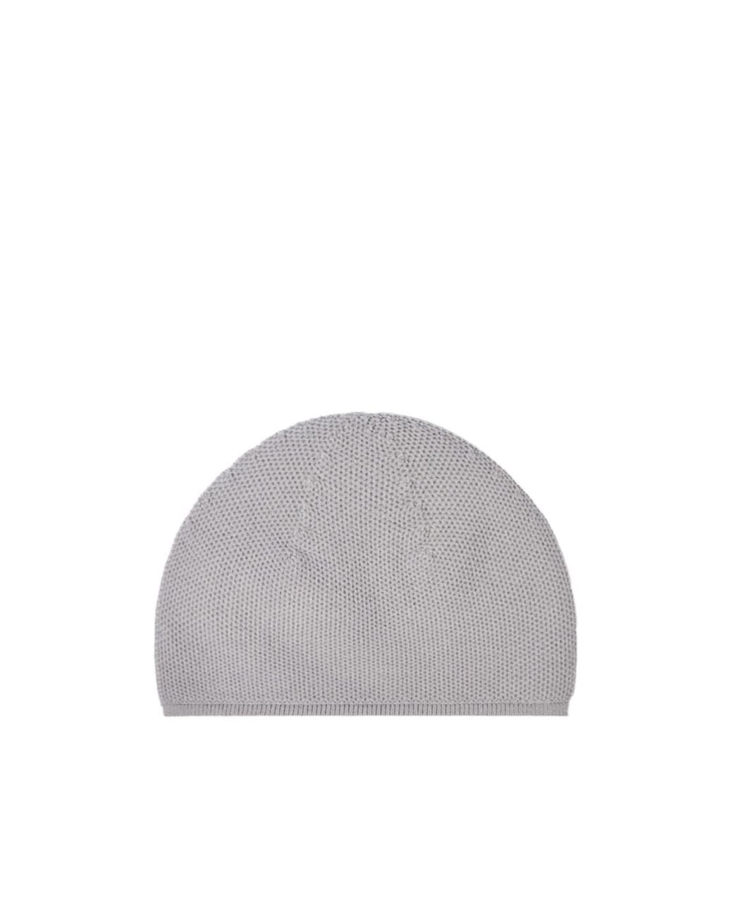 Stone Island Gray Beanie With Compass Patch And Ribbed Trim