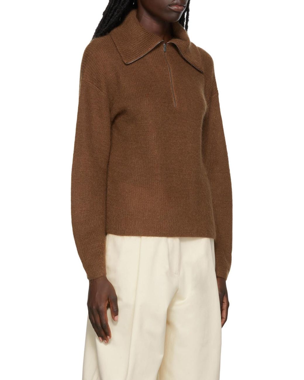 Vince Brown Half-Zip Pullover Jumper