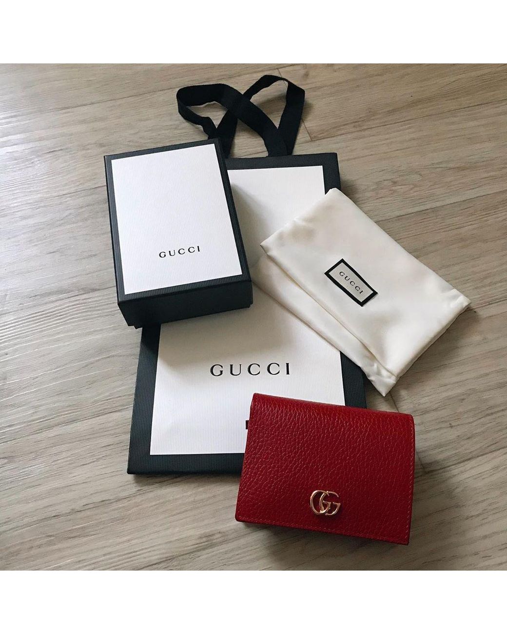 Gucci Red Leather Card Case