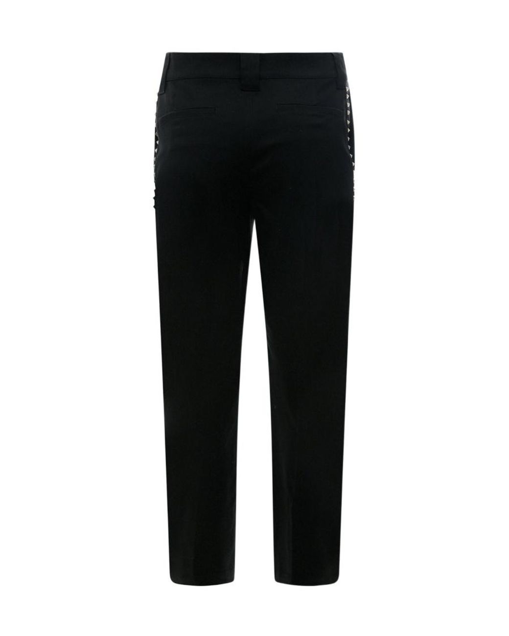 Valentino Black Stud Embellished Mid-Rise Trousers for men