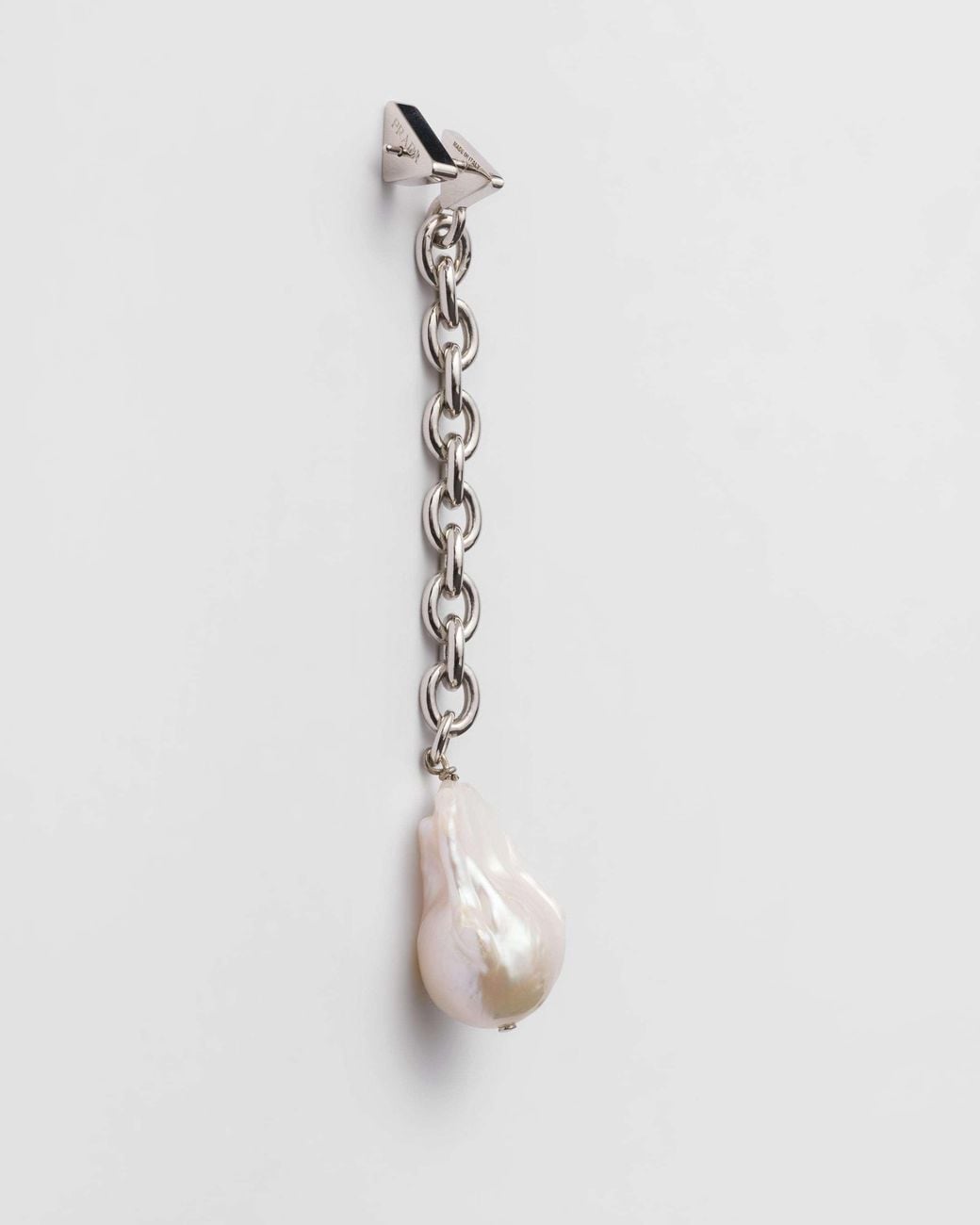 Prada White Metal And Pearl Earrings