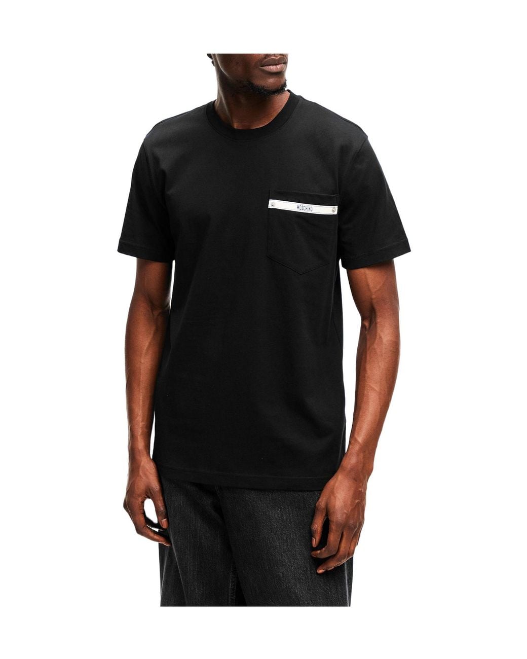 Moschino Black Comfort Straightfit Shortsleeve Top for men