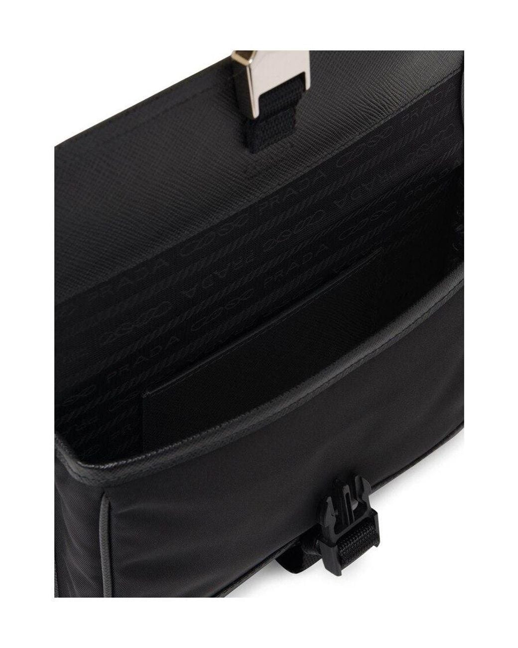 Prada Black Re-Nylon And Saffiano Leather Smartphone Case for men