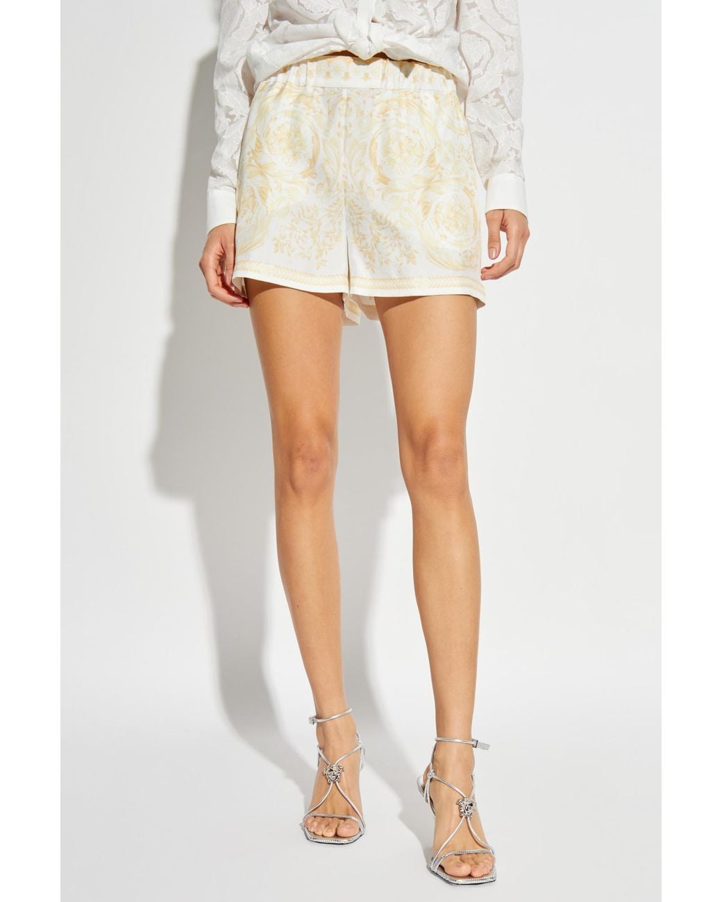 Versace Natural Pattern-Printed Elasticated-Waistband Shorts