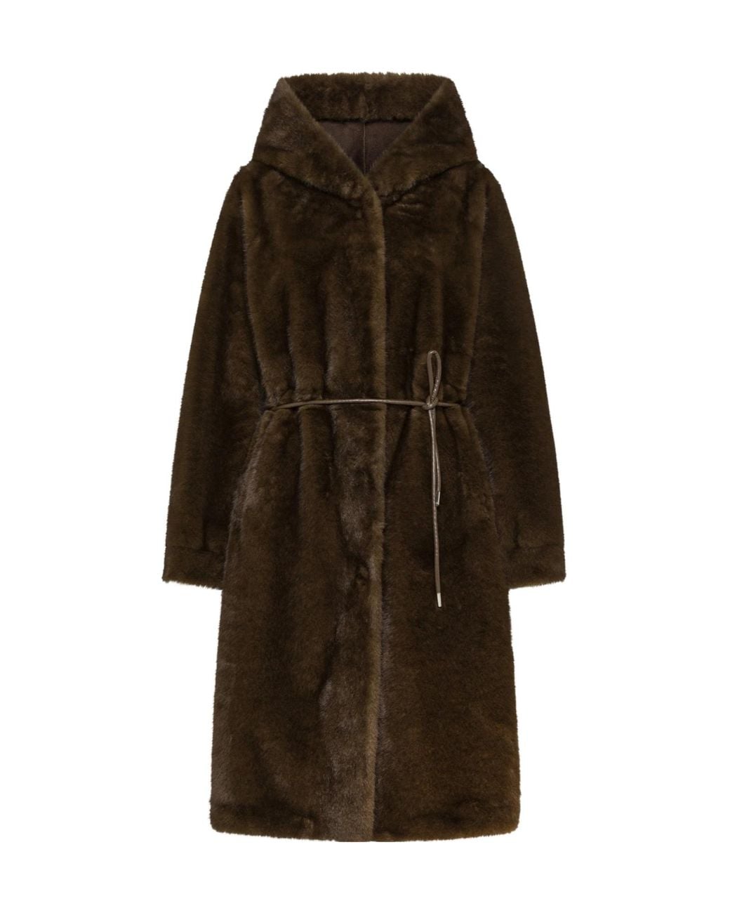 Seventy Brown Faux-Fur Hooded Coat