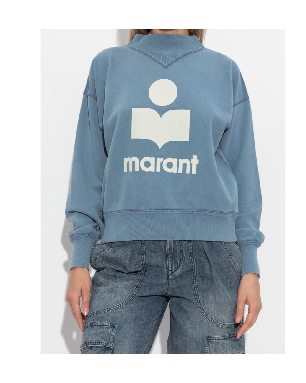 Isabel Marant Blue Slate Ecru Cotton Jersey