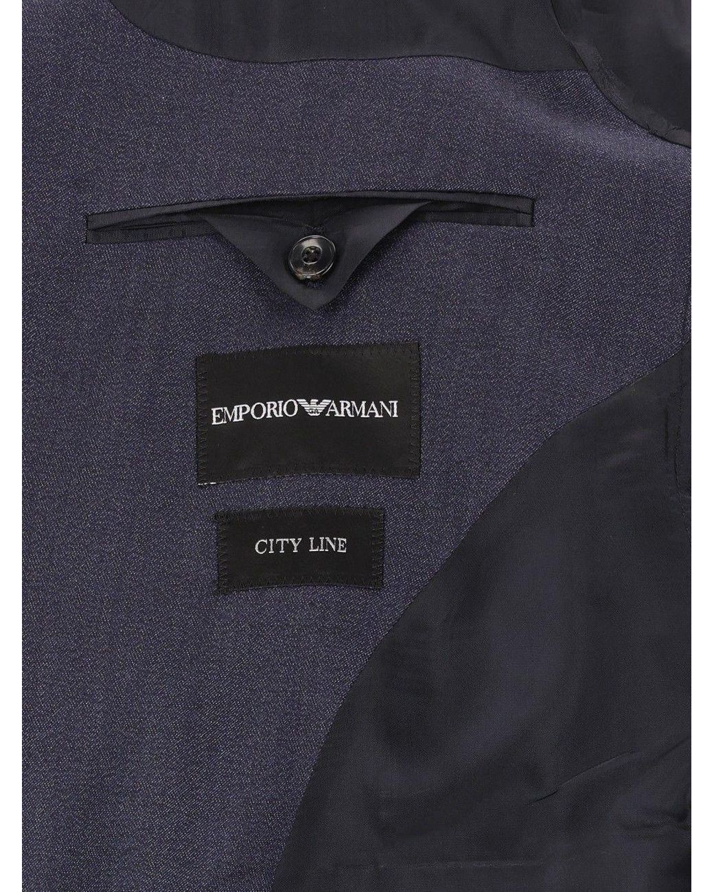 Emporio Armani Blue Double-Breasted Peak-Lapel Suit for men
