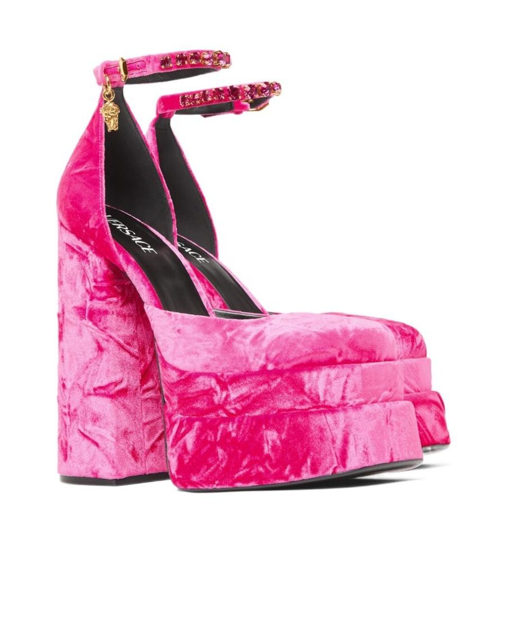 Versace Pink Medusa Aevitas Embellished Platform Pumps