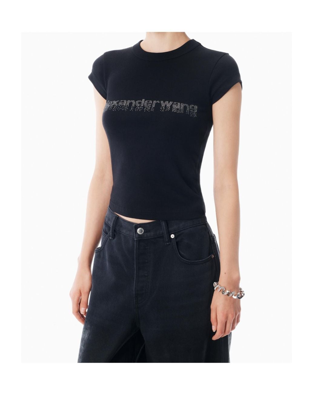 Alexander Wang Black Logo-Embellished Crewneck T-Shirt