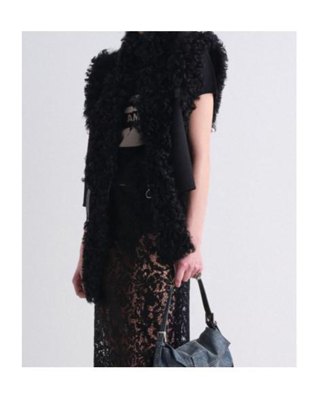 Fendi Black Wool And Shearling Gilet