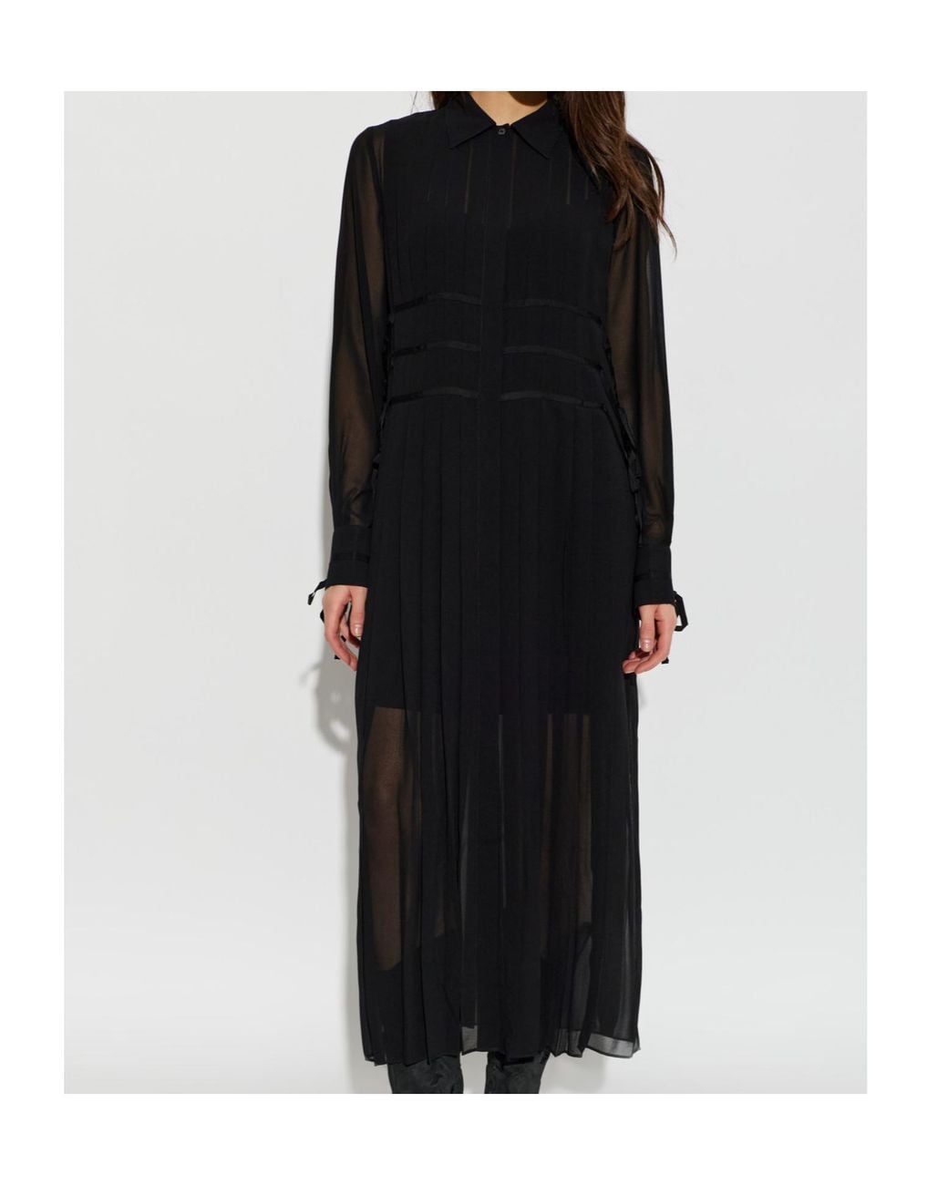 AllSaints Black Kass Pleated Shirt Dress