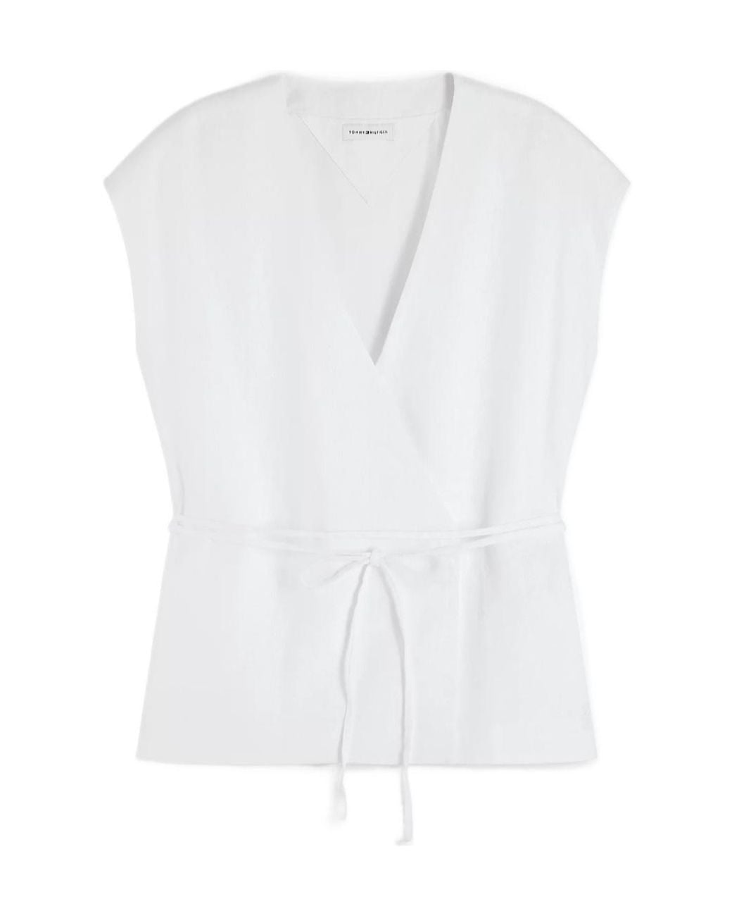 Tommy Hilfiger White Wrap-Style Sleeveless Blouse