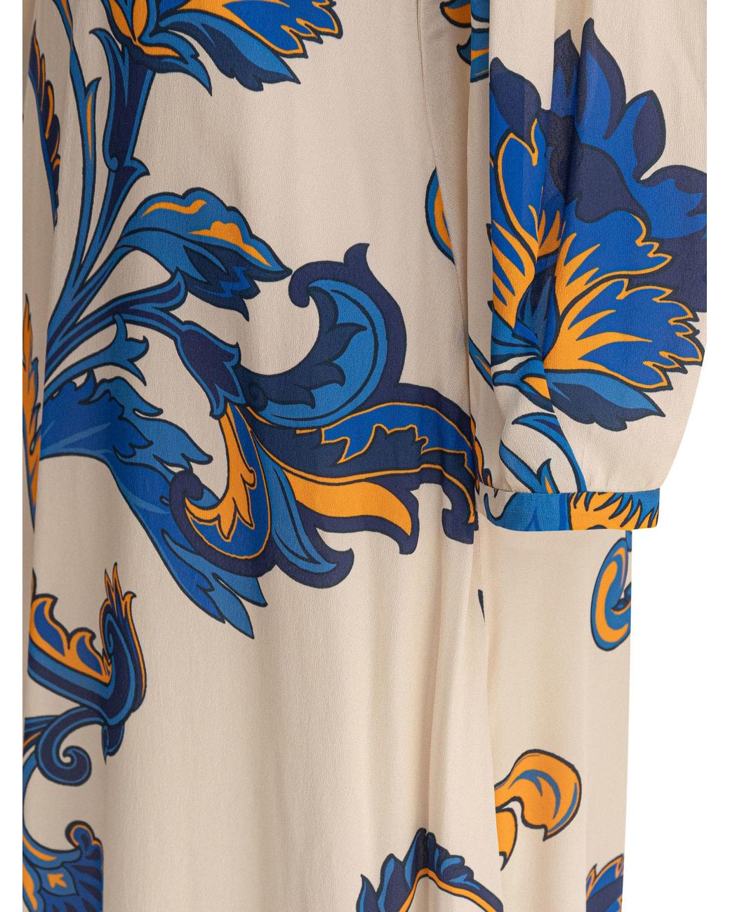 Etro Blue Paisley Printed V-Neck Midi Dress