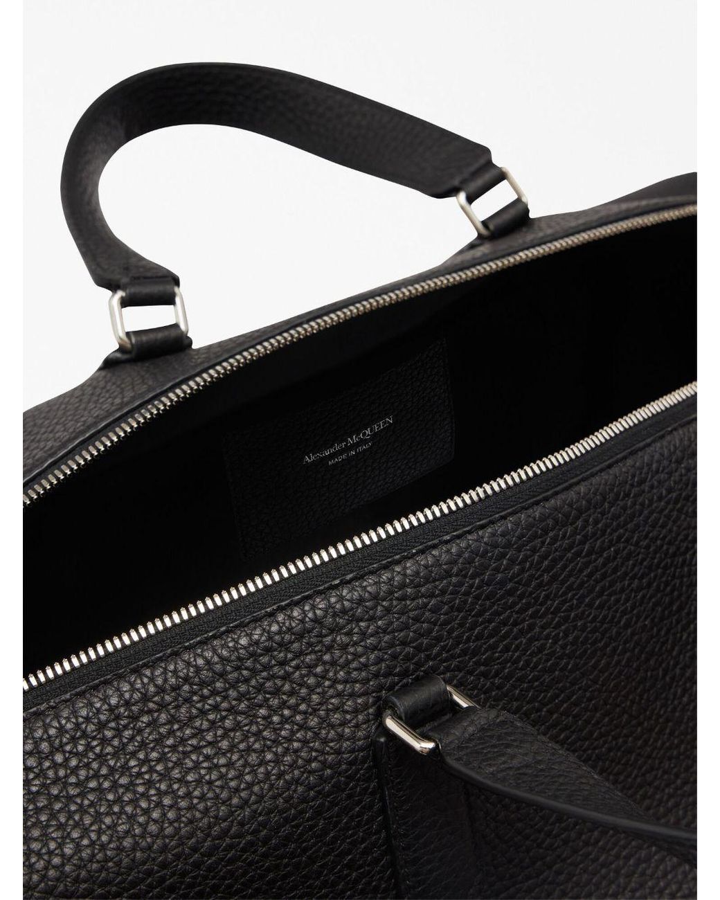 McQueen Black The Edge Zipped Duffle Bag for men