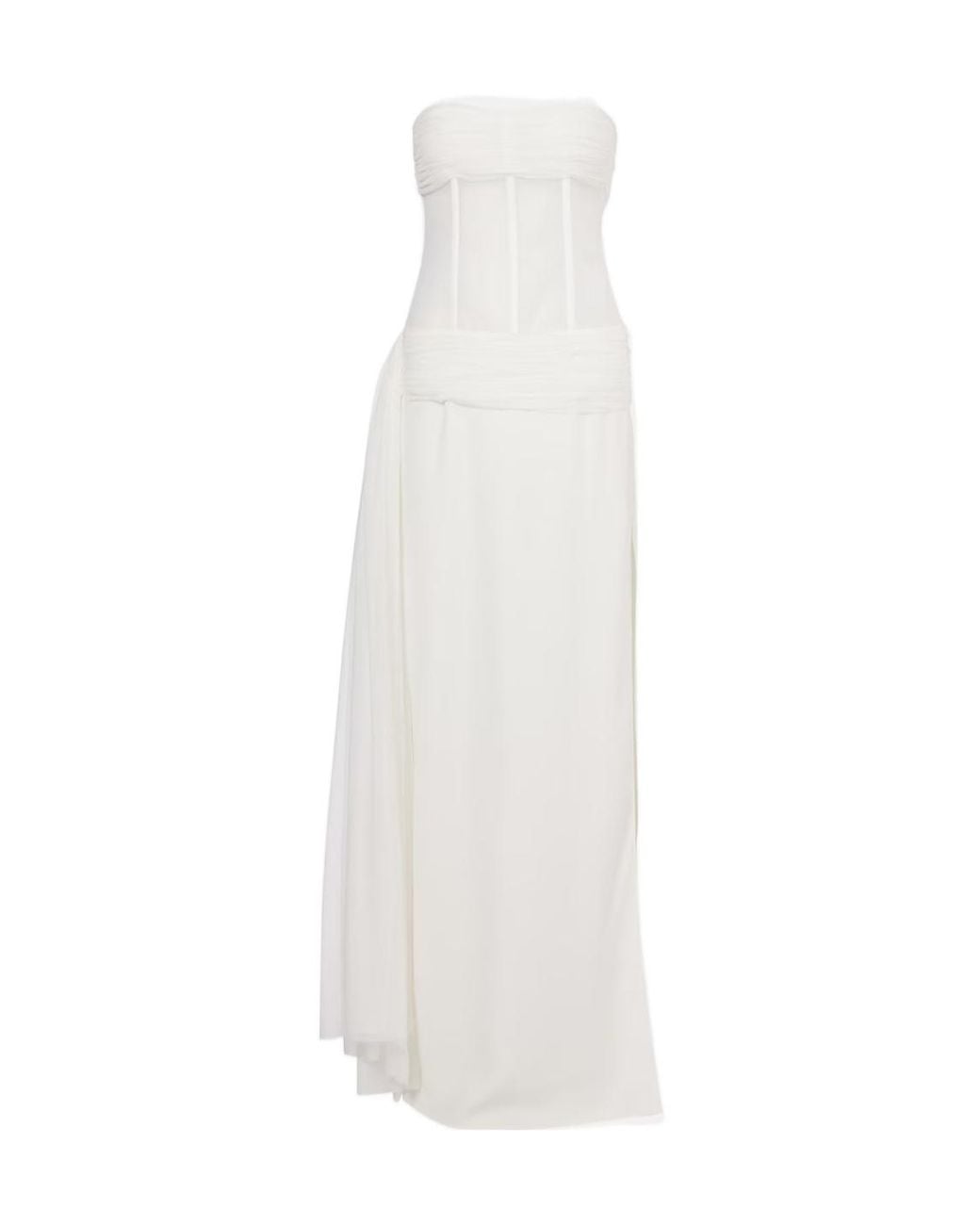 Christopher Esber White Bridal Veiled Corset Dress